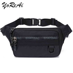 Yorai New Men Nylon Waist Bag Fashion Outdoor Sport Shoulder Bags Personal Excursion Chest Package Black Messenger Packet J220705