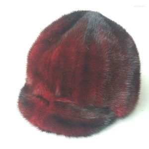 Ball Caps 2022 Natural Baseball Hat Women Winter Warm Genuine Cap Female Thick Black Elegant Hats Femme