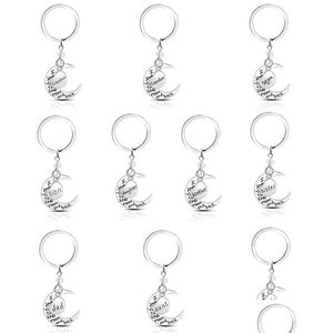 Key Rings Fashion Lettering Key Rings Mom Dad Son Daugther Family Heart Moon Alloy I Love You Sier Keychain Jewelry Gift C3 Drop Deli Dhwut