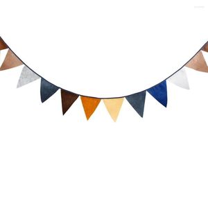 Party Decoration 4M Length 12 Flags Brown Non Woven Fabric Wedding Banner Birthday DIY Nonwoven Pennant Baby Room Deco