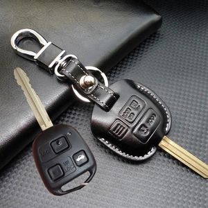 Lederen Lexus Knoppen Auto Key Shell Case Cover voor Toyota Corolla Rav4 Prado Yaris Land Cruiser Key Holder Wallet Keychain ACC209M