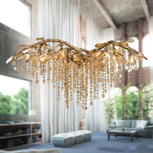 Люстры современные минималистские хрустальные липшины Cristal Penden Lamps G9 K9 Большое освещение для El Deco