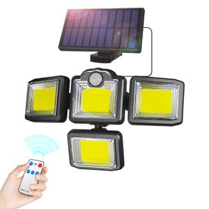 Solar Wall Lights Outdoor 192LEDs Solar Security Light Outdoors Motion Sensor with 5m Cable 3 Modes 4 Heads Adjustable IP65 Waterproof Garden Garage