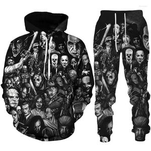 Męskie dresy horrorowe film klaun 3D drukowana bluza z kapturem/spodnie/garnitur Osobowość mężczyzn Kobiet Outfits Fashion Tracksuit Zestaw Halloween Streetwear