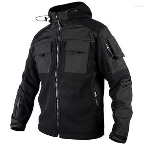 Мужские куртки мужская бренда тактическая мягкая оболочка флисовая куртка мужская военная камуфляж мульти карманы капюшон теплое черное пальто на открытом воздухе