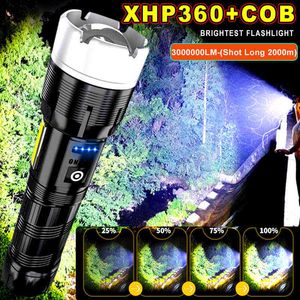 Xhp360 lanterna LED poderosa 5000000LM Tipo-C lanterna tática à prova d'água recarregável USB XHP160 XHP50 Tocha de zoom J220713