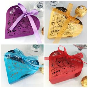 Gift Wrap 10pcs Heart Laser Hollow-Out Candy Box Ice White Pearlescent Paper Chocolate Party Christmas Valentine's Day