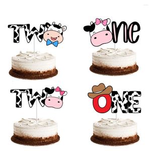 Festliga leveranser gårdsdjur tema Happy Birthday Cake Topper Decor Cow Cupcake for Baby Shower st nd Party Deecoration
