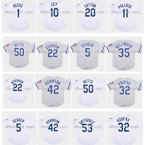 GLA1981 LOS Baseball Jersey Mookie Betts Clayton Kershaw Jackie Robinson Sandy Koufax Pollock Fernando Valenzuela Kirk Gibson Cey Pee Wee Reese