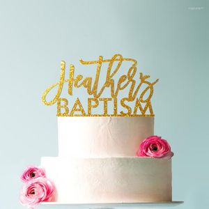 Festive Supplies Baptism Name Cake Topper 6" Inches Wide Laser Cut Wood Unique