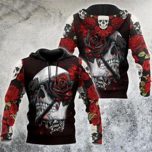 Erkek Hoodies Erkekler Sweatshirts Koyu Plstar 3D Baskı Skulrose Gotik Komik Harajuku Street Giyim Külkü Uzun Kollu Günlük Unisex