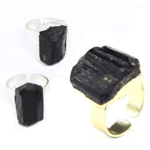 Cluster Ringe Natürliche schwarze Turmalin Stein Finger Männer Überzug Unregelmäßige Resisierbare Einzigartige Ring Für Frauen Party Schmuck Geschenk