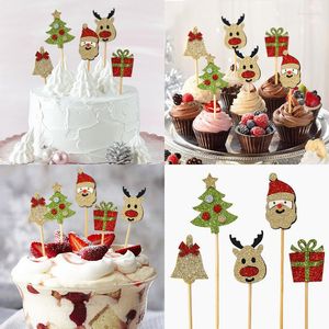 Świąteczne zapasy 5pcs/Lot Wesołych Świątecznych Papier Cupcake Cute Xmas Cake Toppers Decor Decor Decor Party Dekoracje 2022