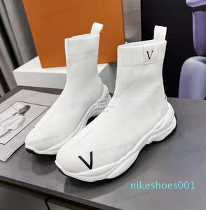 2022 Boot fabric English logo high top Black White Beigo Grey womens casual Socks Platform kint Trainer sneakers size 35-42