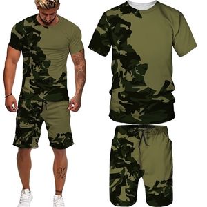 Men's Tracksuits Summer Camouflage Tees/Shorts/Suits T Shirt Shorts Tracksuit Sport Style Outdoor Camping Hunting Casual Mens Clothes 220919