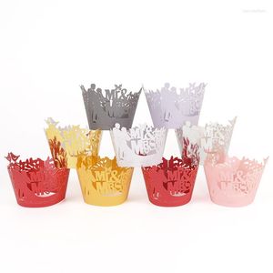 Forniture festive 10/20pcs Mr Mrs Wedding Cupcake Wrapper Muffin Bicchieri di carta Fodere rotonde Sposa Doccia Party Cake Cup Decorativo