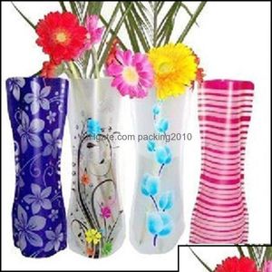 Vasos PVC PVC Bolsa dobrável de água dobrável Plástico Festa de casamento Casa Decoração Vaso de tablletop 27x12cm HH7-1075 D OTPV4