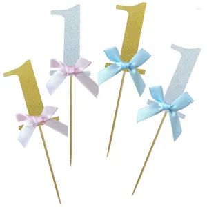 Świąteczne zapasy 10pcs Glitter Paper Cupcake Toppers Happy Birthday One Cake Topper Decorat