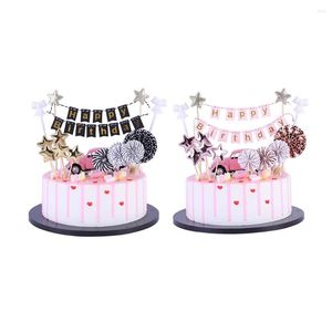 Festliga leveranser Cake Toppers Set Decorating Insert Card Display Stand för Baby Shower Birthday Theme Party Decorations
