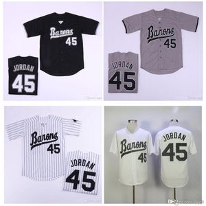 Glamens Birmingham Barons Jersey Michael Jor Dan Rookie 45 White Gray Black Stitched Baseball Jersey Top Quality 1