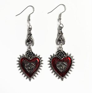 Dark Drop Earring Jewelry Blood Rose Heart Charms Oil Bat Gothic örhängen för kvinnors retro hängande långa örhängen estetik ny