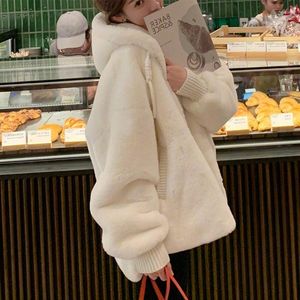 Women's Fur Nowsaa Women Warm Fleece Parkas Spring Autumn Coats Coat Thick Elegant Zipper Jackets Female Hooded Jacket Outwear Parka