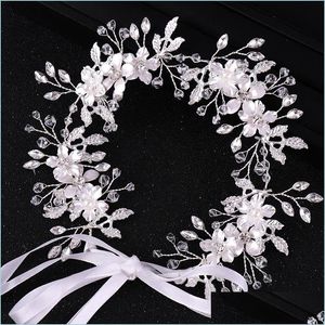 Tiaras Gold Floral Crystal Bridal Wedding Head Pieczak panny młodej opaska na głowę opaska do włosów 100%ręcznie robione akcesoria imprezowe RE3033 72 DH8SB