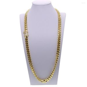 Chains 2022 Hip Hop Bling Micro Pave Cz Buckle Miami Cuban Link Chain 70cm Wide Gold Filled Cool Boy Men Necklace Curb For