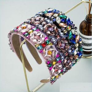 Kafa Bantları Colorf Barok Rhinestones Kadınlar İçin Kafa Bantları Lüks Kristal Diamante Tiara Saç Bandı Headdress Gelin Saç Aksesuarları C3 DHDHK