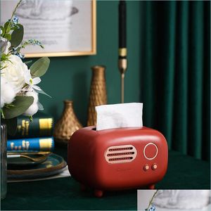 Tissue Boxes Napkins Er Box Retro Radio Shape Cute Napkin Case Organizer Home Decorations For Office H88F Drop Delivery 2021 Garden Dhalh