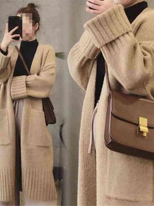 Maglioni da donna 2022 maglione per le donne gilet di cashmere lavorato a maglia maxi borse lunghe autunno inverno coreano gilet da donna giapponese streetwear J220915