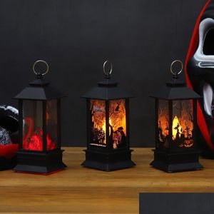 Party Decoration Halloween Small Wind Lantern Flame lampe à flammes Bougies Black Charcoal Fire File Festival Ghost Festival Dectes Drop Del Dhqhx
