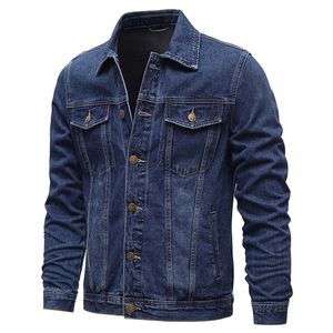 Kurtki męskie wiosna jesień mężczyzn dżinsowe kurtki swobodny kolor lapowy pojedynczy piersi dżinsy menu mężczyzn Slim Fit Bawełna kurtki 5xl-m 220919