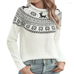 Kadın Sweaters Kadınlar Noel Kar Tanesi Kahraman Sweater Uzun Kollu Sıcak Vintage o Boyun Kore Moda Sonbahar ve Kış Kazak 6