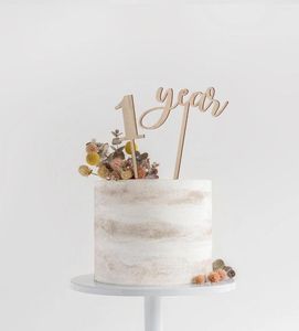Festive Supplies One Cake Topper Junge Mädchen 1 Jahr Geburtstag Baby Smash First Decor 1. Holz