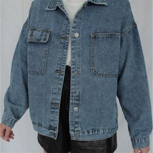 Kadın ceketleri sywidii ​​kot ceket için büyük boy kot pantolon ceket Koreli katlar bahar sonbahar mavi dış giyim 220919