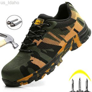 Stivali Camouflage Scarpe con punta in acciaio Scarpe da lavoro Sneakers da uomo a prova di puntura Costruzione militare industriale L220920