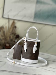 Nano Garden Bucket Bag Set - Designer Floral Crossbody & Wallet for Women: Luxury Handbag with Golden Accents, Ideal for Autumn/Winter Shopping
