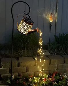 Solar Garden Lights Watering może lekki wiszący czajnik Wodoodporny wystrój metalowy lampa retro do stolika na zewnątrz trawnik