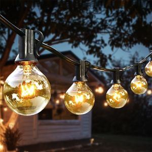 Weihnachtsdekorationen, 7,6 m, G40-Kugelbirnen-Lichterkette mit 25 Glas-Vintage-Glühbirnen, für den Außenbereich, Terrasse, Garten, Girlande, dekorative Lichterkette für Weihnachten, 220921