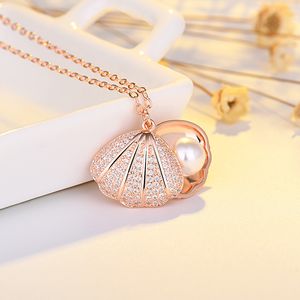 Pearl Shell wisiork Naszyjnik S925 Silver Plated Love Forever Class