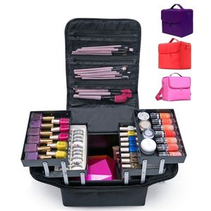 Kosmetiktaschen Hüllen Mehrschichtige Schindel-Kosmetiktasche Etui Beauty Salon Tattoos Nail Art Tool Bin Frauen Make-up Organizer Große Kapazitätstasche 220921