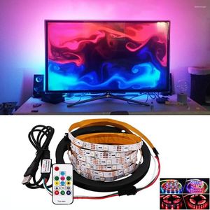 ストリップDC5V USB LEDストリップWS2812BフレキシブルRGBテープ防水ドリームカラーライトテレビコンピューターPCスクリーンモニターバックライト