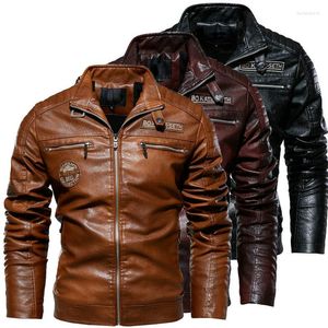 Men's Jackets Mens And Coats PU Velvet Warm Jacket Men Leather Motorcycle Casual Embroidery Bomber Winter Coat Men.