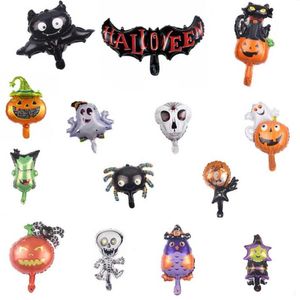 Mini palloncini Foil di Halloween festosi Strega Fantasma Gufo Mago Zucca Ragno Mostro Albero cartoon foii Palloncino a elio Party Bar Decori bambini favori giocattolo puntello