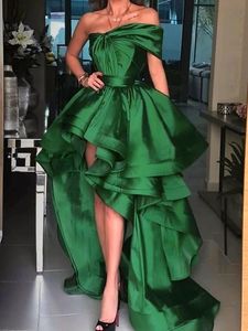 Elegant Arabic One Shoulder Prom Dresses A-Line High Low Satin Special Ocn Gowns Short Front Long Back Women Evening Dress