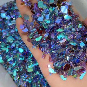 Nail Art Decorations 100Pcs Purple Crystal Rhinestone Multi-Shapes Aurora Shine Glass -Fix Stones DIY Manicure Nails Design#
