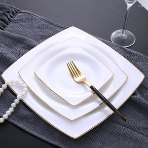 Plates lyxiga porslin komplett bordsartiklar set br￶llop keramisk middag tallrik efterr￤tt k￶k placa de conuntos full bordservice