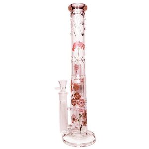 New Unique Design Hookah Big Pink 3D flowers 16 Inche Glass Bong Smoking Water Pipes Ice Beaker Tree Percolator Bongs