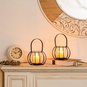 Titulares de velas Tealight Black Pillar Titular Votivo Conjunto de abóbora de 2 mesa de mesa com decoração de casa de vidro à prova de vento